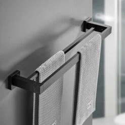 Porte Serviette Double Salle De Bain, Noir Barre Porte Serviette Mural, Porte Essuie Salle De Bain En Acier Inoxydable Porte Torchon Cuisine Support De Serviettes, 40cm,390g -Geberit || Grohe || ALLIBERT Soldes 100344908 3