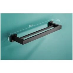 Porte Serviette Double Salle De Bain, Noir Barre Porte Serviette Mural, Porte Essuie Salle De Bain En Acier Inoxydable Porte Torchon Cuisine Support De Serviettes, 40cm,390g -Geberit || Grohe || ALLIBERT Soldes 100344908 5