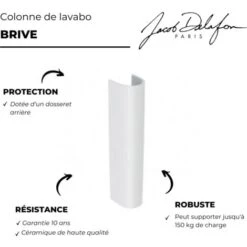 Colonne Lavabo Jacob Delafon Brive Blanc -Geberit || Grohe || ALLIBERT Soldes 100761 3
