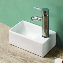 Petit Lave Main Gain De Place Droite - Céramique - 30x20 Cm - Essento