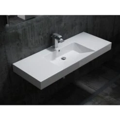 Lavabo Mural En Marbre Coulé BS6036 - Blanc -122 X 48 X 13,5 Cm