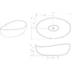 Baignoire îlot En Pierre Solide, Solide Surface, WAVE Noir Mat, 180 X 110cm 11 Baignoire îlot En Pierre Solide, Solide Surface, WAVE Noir Mat, 180 X 110cm -Geberit || Grohe || ALLIBERT Soldes 11339373 5