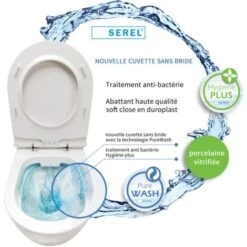 Serel Cuvette Design Sans Bride (rimless) + Abattant Soft Close (sm26) -Geberit || Grohe || ALLIBERT Soldes 11671767 4