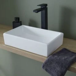 Lave Mains à Poser Line R En Céramique Blanc