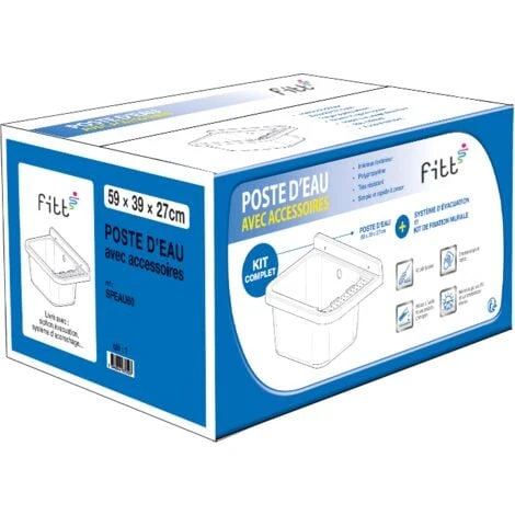 Poste D'eau Lave-mains 59x38x26,5 Blanc + Système D'évacuation - INTERPLAST 4 Poste D'eau Lave-mains 59x38x26,5 Blanc + Système D'évacuation - INTERPLAST – Image 2