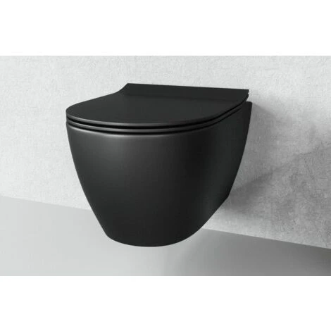 Vitra SENTO Noir Mat Cuvette RIM-EX (sans Bride) Et Abattant Ultra-fin Avec Frein De Chute (7748B083-0075 + 120-083R009) 6 Vitra SENTO Noir Mat Cuvette RIM-EX (sans Bride) Et Abattant Ultra-fin Avec Frein De Chute (7748B083-0075 + 120-083R009) – Image 4