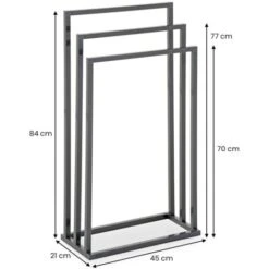 Porte-serviettes Sur Pied KUNO Portant Pour Vêtements Et Linge De Salle De Bain Avec 3 Niveaux D'étendage, Structure En Métal Gris -Geberit || Grohe || ALLIBERT Soldes 16741398 3