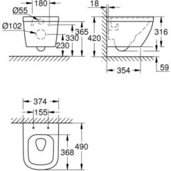 Grohe Euro Ceramic WC Suspendu Compact Sans Bride Avec Abattant Frein De Chute (Eurocompact) -Geberit || Grohe || ALLIBERT Soldes 18411482 5