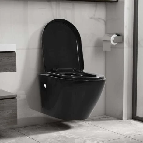 Toilette Suspendue Au Mur Avec Réservoir Caché Céramique Noir VidaXL 4 Toilette Suspendue Au Mur Avec Réservoir Caché Céramique Noir VidaXL – Image 2