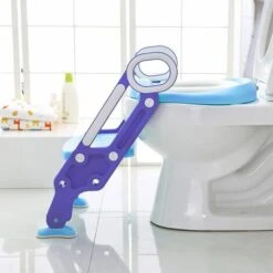 Siège De Toilettes Echellepour Bébé Réglable Et Pliable Avec Siège Rembourré,Large Marchepied Charge Max.75KG Violet+Bleu -Geberit || Grohe || ALLIBERT Soldes 23512532 5