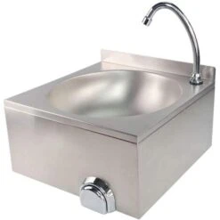 Bc-elec - ASS02 Lave-mains Mural Inox, Commande Au Genou Temporisée, évier à Commande Fémorale Acier Inoxydable Gastronomie -Geberit || Grohe || ALLIBERT Soldes 23735072 3
