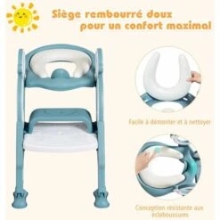 COSTWAY Siège De Toilette Pour Enfants, Pliable Et Hauteur Réglable, Réducteur De Toilette Pour Bébé Avec Marches Larges Et Antidérapantes -Geberit || Grohe || ALLIBERT Soldes 23796697 4