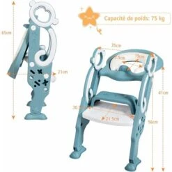 COSTWAY Siège De Toilette Pour Enfants, Pliable Et Hauteur Réglable, Réducteur De Toilette Pour Bébé Avec Marches Larges Et Antidérapantes -Geberit || Grohe || ALLIBERT Soldes 23796697 5