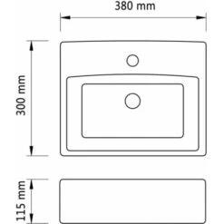 Vasque Rectangulaire à Trou Noir En Céramique Pour Salle De Bain VidaXL -Geberit || Grohe || ALLIBERT Soldes 2384498 3