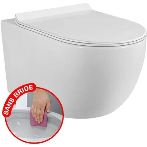 CONFORT - WC Suspendu Sans Bride Avec Fixations Invisibles + Abattant Ultra Fin Déclipsable + Frein De Chute 3 CONFORT - WC Suspendu Sans Bride Avec Fixations Invisibles + Abattant Ultra Fin Déclipsable + Frein De Chute