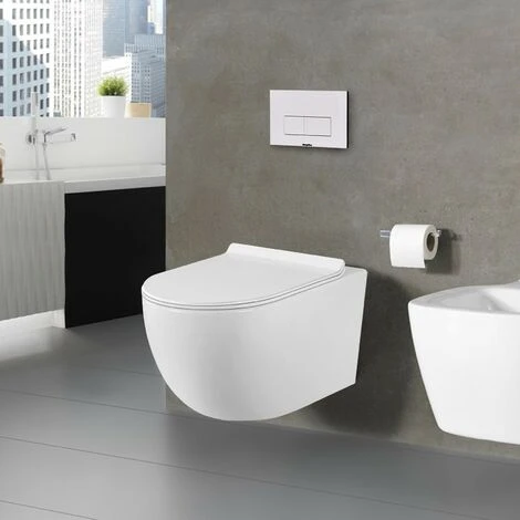 CONFORT - WC Suspendu Sans Bride Avec Fixations Invisibles + Abattant Ultra Fin Déclipsable + Frein De Chute 4 CONFORT - WC Suspendu Sans Bride Avec Fixations Invisibles + Abattant Ultra Fin Déclipsable + Frein De Chute – Image 2