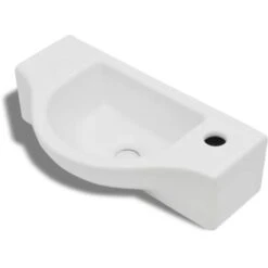 Vasque à Trou Pour Robinet Céramique Blanc Pour Salle De Bain VidaXL