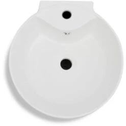 Vasque à Trou De Trop-plein/robinet Céramique Blanc Pour Salle De Bain VidaXL -Geberit || Grohe || ALLIBERT Soldes 2429755 5