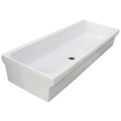 Lavabo à Canal 120x45xh20 Cm En Céramique Galassia Ninive Blanc