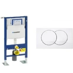 BATI SUPPORT GEBERIT AUTOPORTANT COMPLET + PLAQUE DELTA BLANCHE