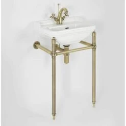 Hudson Reed Elizabeth - Lavabo Sur Pieds Rétro Avec 1 Trou - Or Brossé - 50cm X 35cm