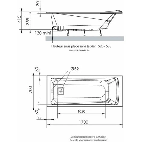 ALLIBERT Baignoire Rectangulaire En Toplax® AERO 170 X 70 Cm 5 ALLIBERT Baignoire Rectangulaire En Toplax® AERO 170 X 70 Cm – Image 4