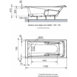 ALLIBERT Baignoire Rectangulaire AERO CONFORT 170 X 75 Cm -Geberit || Grohe || ALLIBERT Soldes 30336695 4