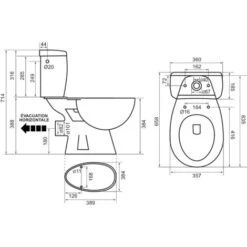 Pack WC ECO Avec Bride Sortie Horizontale - H71,4xl36x65,8cm - Céramique Blanche -Geberit || Grohe || ALLIBERT Soldes 3115886 3