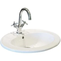 Vasque Ovale Encastrée ZOE - Blanc - 41cm - Porcelaine - Avec Trop Plein