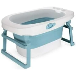 Baignoire Bébé Ergonomique Pliable Et Rabattable I Pour Nouveau-nés, Bébés Et Tout-Petits I Avec Bouchon De Vidange Pour Evacuer L'eau I Bleu -Geberit || Grohe || ALLIBERT Soldes 33223859 3