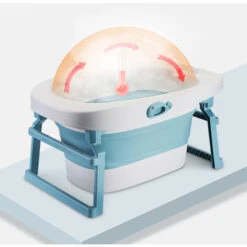 Baignoire Bébé Ergonomique Pliable Et Rabattable I Pour Nouveau-nés, Bébés Et Tout-Petits I Avec Bouchon De Vidange Pour Evacuer L'eau I Bleu -Geberit || Grohe || ALLIBERT Soldes 33223859 5