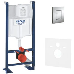 Grohe Pack WC Bâti Autoportant Rapid SL Avec Plaque Skate Cosmopolitan Chromée Et Set D'isolation Phonique (39145000-1)