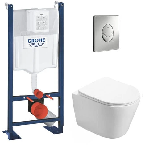 Grohe Pack WC Bâti Autoportant + WC Swiss Aqua Technologies Infinitio Sans Bride + Plaque Chrome (ProjectInfinitio-2) 3 Grohe Pack WC Bâti Autoportant + WC Swiss Aqua Technologies Infinitio Sans Bride + Plaque Chrome (ProjectInfinitio-2)