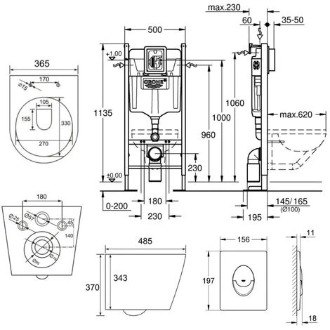 Grohe Pack WC Bâti Autoportant + WC Swiss Aqua Technologies Infinitio Sans Bride + Plaque Chrome (ProjectInfinitio-2) 7 Grohe Pack WC Bâti Autoportant + WC Swiss Aqua Technologies Infinitio Sans Bride + Plaque Chrome (ProjectInfinitio-2) – Image 5