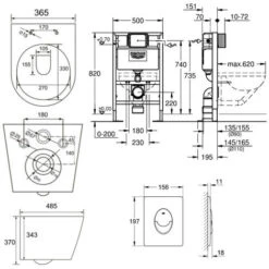 Grohe Pack WC Rapid SL 82cm Autoportant + WC Swiss Aqua Technologies Infinitio Sans Bride + Plaque Chrome (RapidSL82-Infinitio-2) -Geberit || Grohe || ALLIBERT Soldes 35337372 5
