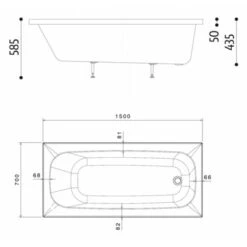 Baignoire Rectangulaire POP 150x70cm - Sans Tablier -Geberit || Grohe || ALLIBERT Soldes 3610638 4