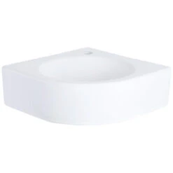 Differnz Cleo Set Lave-mains 30x30x10cm 1 Trou Avec Robinet Courbé Et Siphon + Bonde Or Mat Quart De Rond Céramique Blanc -Geberit || Grohe || ALLIBERT Soldes 38908219 4