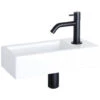 Differnz Hura Set Lave-mains 38.5x18.5x9cm Avec Robinet Courbé Noit Mat Céramique Blanc -Geberit || Grohe || ALLIBERT Soldes 38909451 1