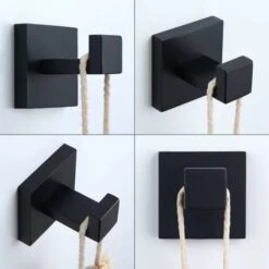 Crochet Porte-serviettes Noir Mat, Crochet De Manteau En Acier Inoxydable SUS304, Porte-serviettes, Crochet Mural De Salle De Bain De Style Industriel Moderne -Geberit || Grohe || ALLIBERT Soldes 39579327 3