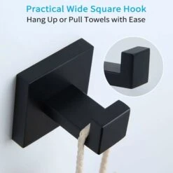Crochet Porte-serviettes Noir Mat, Crochet De Manteau En Acier Inoxydable SUS304, Porte-serviettes, Crochet Mural De Salle De Bain De Style Industriel Moderne -Geberit || Grohe || ALLIBERT Soldes 39579327 4