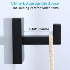 Crochet Porte-serviettes Noir Mat, Crochet De Manteau En Acier Inoxydable SUS304, Porte-serviettes, Crochet Mural De Salle De Bain De Style Industriel Moderne -Geberit || Grohe || ALLIBERT Soldes 39579327 5