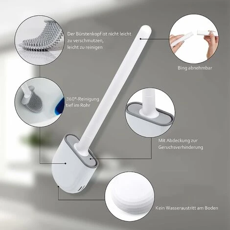 2PCS Brosse WC Silicone Et Supports Toilettes Brosse Toilette Profondeur,Balayette WC Avec Long Manche En Plastique Antidérapant Et Poils Flexibles,Brosse Toilette Avec Support à Séchage Rapide 4 2PCS Brosse WC Silicone Et Supports Toilettes Brosse Toilette Profondeur,Balayette WC Avec Long Manche En Plastique Antidérapant Et Poils Flexibles,Brosse Toilette Avec Support à Séchage Rapide – Image 2