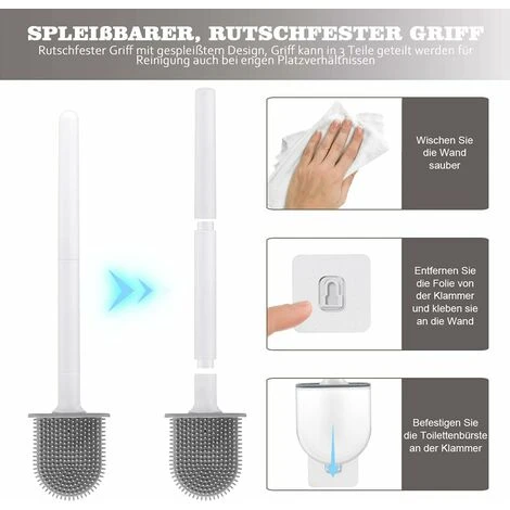 2PCS Brosse WC Silicone Et Supports Toilettes Brosse Toilette Profondeur,Balayette WC Avec Long Manche En Plastique Antidérapant Et Poils Flexibles,Brosse Toilette Avec Support à Séchage Rapide 5 2PCS Brosse WC Silicone Et Supports Toilettes Brosse Toilette Profondeur,Balayette WC Avec Long Manche En Plastique Antidérapant Et Poils Flexibles,Brosse Toilette Avec Support à Séchage Rapide – Image 3