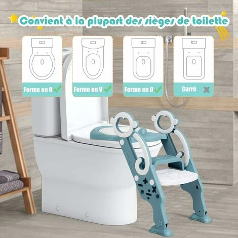 GOPLUS Siege De Toilette Pour Enfants Pliable Et Reglable, Siege De Toilette Echelle Marches Avec Marches Larges Et Antiderapantes, Lunette De Toilette Rembourre Confortable (vert) 4 GOPLUS Siege De Toilette Pour Enfants Pliable Et Reglable, Siege De Toilette Echelle Marches Avec Marches Larges Et Antiderapantes, Lunette De Toilette Rembourre Confortable (vert) – Image 2