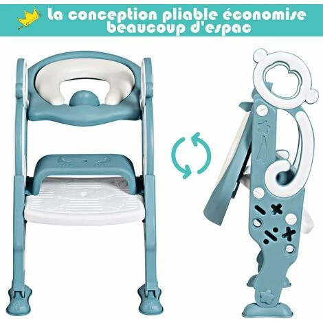 GOPLUS Siege De Toilette Pour Enfants Pliable Et Reglable, Siege De Toilette Echelle Marches Avec Marches Larges Et Antiderapantes, Lunette De Toilette Rembourre Confortable (vert) 5 GOPLUS Siege De Toilette Pour Enfants Pliable Et Reglable, Siege De Toilette Echelle Marches Avec Marches Larges Et Antiderapantes, Lunette De Toilette Rembourre Confortable (vert) – Image 3