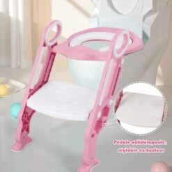GOPLUS GOPLUS Siege De Toilette Enfant Pliable, Reducteur De Toilette Bebe Avec Marches Larges, Escalier Toilette Enfant Avec Echelle Marche Pour Garcons Et Filles, Avec Lunette De Toilette En PVC (Ro -Geberit || Grohe || ALLIBERT Soldes 40243913 3