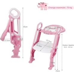 GOPLUS GOPLUS Siege De Toilette Enfant Pliable, Reducteur De Toilette Bebe Avec Marches Larges, Escalier Toilette Enfant Avec Echelle Marche Pour Garcons Et Filles, Avec Lunette De Toilette En PVC (Ro -Geberit || Grohe || ALLIBERT Soldes 40243913 5