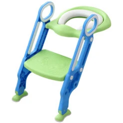 Entraîneur De Toilette Entraîneur De Toilette Pot D'apprentissage Avec Main Courante D'escalier Coussin Souple En PU Anti-dérapant Hauteur Réglable-Bleu Violet -Geberit || Grohe || ALLIBERT Soldes 40296247 4