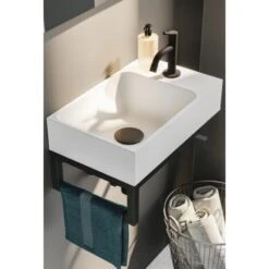 Lave-mains Blanc Mat Avec Support Noir - CAMDEM PACK - Lave-mains Blanc Avec Support -Geberit || Grohe || ALLIBERT Soldes 40575138 3
