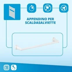 Handy 36 Tubes Ronds - Barre Porte-serviettes, Se Fixe Directement Sur Le Radiateur Sèche-serviettes - Blanc -Geberit || Grohe || ALLIBERT Soldes 42700100 3